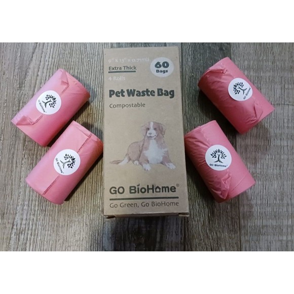 60 Compostable Dog Waste Bags - Pink - Picture 1 of 7